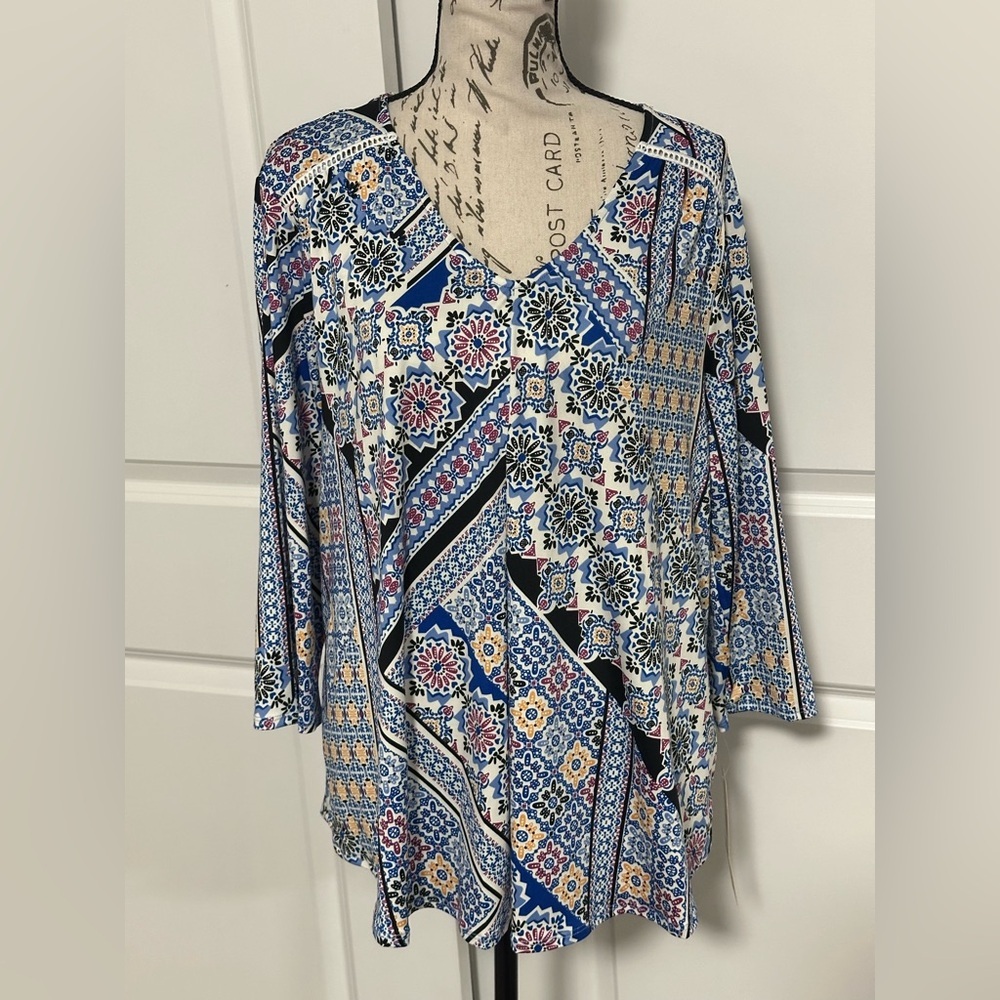 Ruby Rd. Multicolor Patterned Blouse - Picture 7 of 11